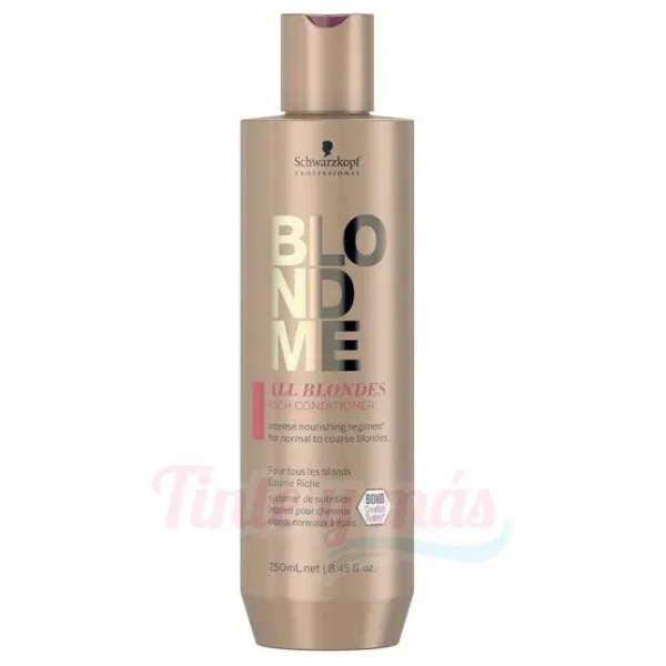 Acondicionador Schwarzkopf BlondMe Rich Conditioner All Blondes 250ml. 3 Acondicionador Schwarzkopf BlondMe Rich Conditioner All Blondes 250ml.